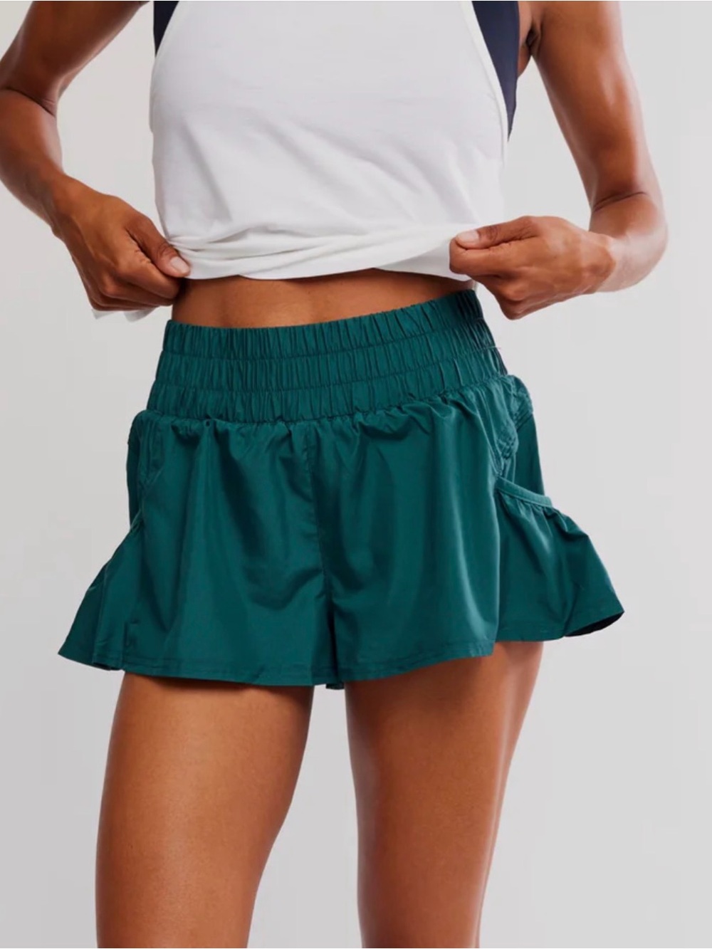 Free People New Get Your Flirt On Shorts Emerald Green